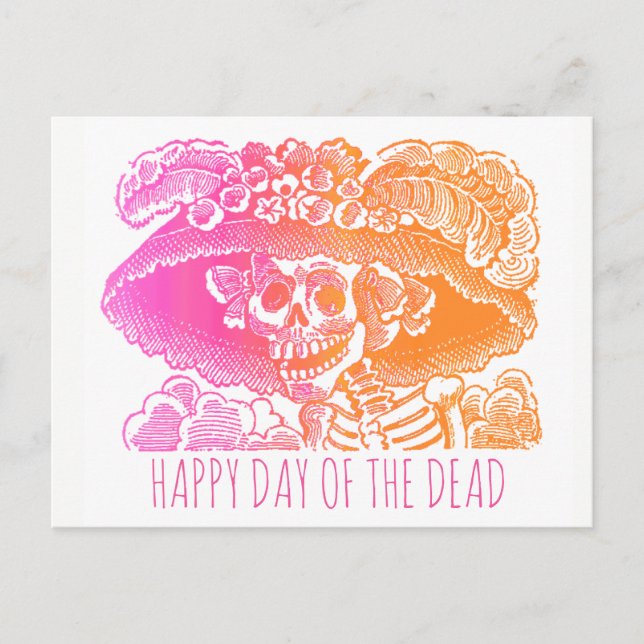 Cartão Postal Feliz Dia Da Morta Catrina Arco-Íris (Frente)