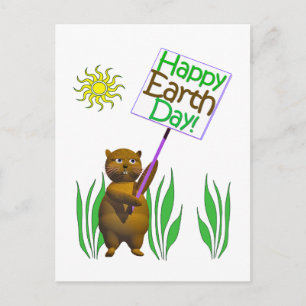 Cartão Postal Feliz Dia da Terra Hedgehog