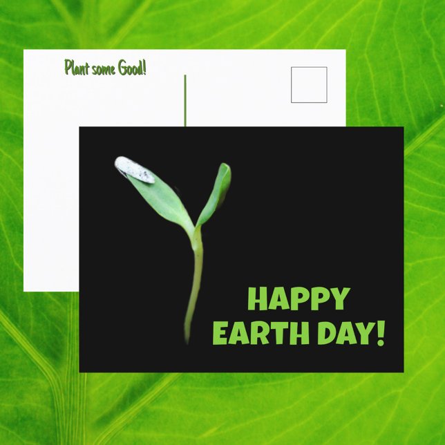 Cartão Postal Feliz Dia da Terra Nova Mudas Semente Preta (Criador carregado)