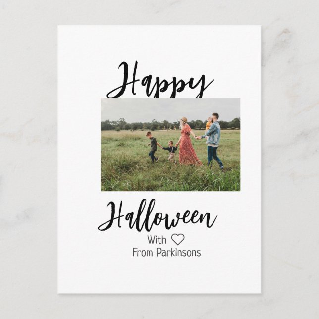 Cartão Postal Feliz Dia das Bruxas adiciona o nome da família a  (Frente)