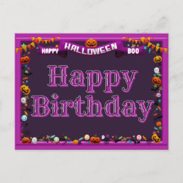 Cartão Postal Feliz Dia das Bruxas/Aniversário