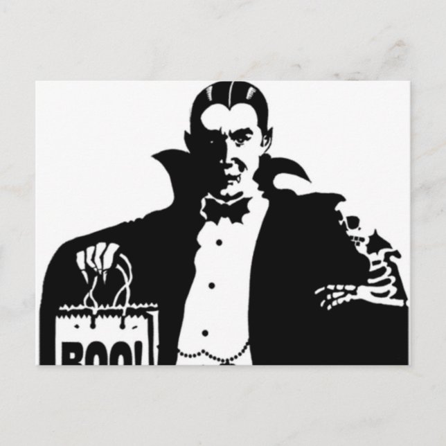 Cartão Postal Feliz Dia das Bruxas de Drácula (Frente)