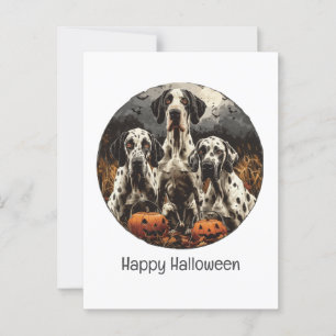 Cartão Postal Feliz Dia das Bruxas - Grande Dane Dogs Jack O Lan