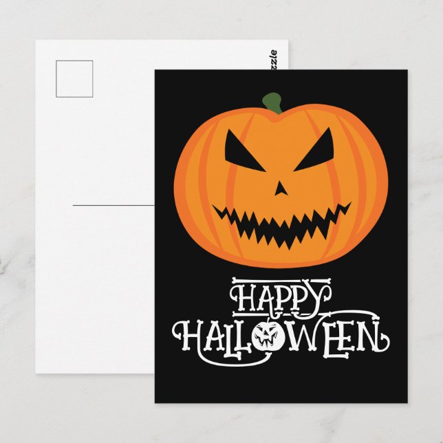 Cartão Postal Feliz Dia das Bruxas Legal e assustador Jack O'Lan (Frente/Verso)