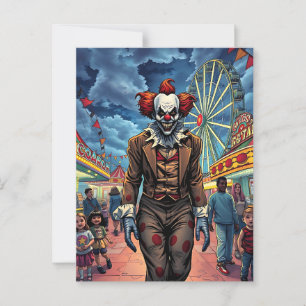 Cartão Postal Feliz Dia das Bruxas   Spooky Clown