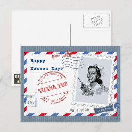 Cartão Postal Feliz Dia das Enfermeiras. Enfermeiro Retro