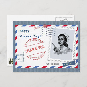 Cartão Postal Feliz Dia das Enfermeiras. Enfermeiro Retro