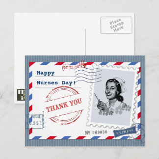 Cartão Postal Feliz Dia das Enfermeiras. Enfermeiro Retro