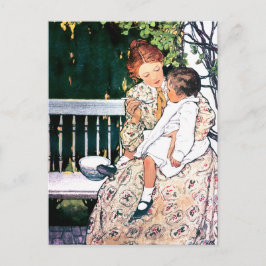 Cartão Postal Feliz Dia das Mães. Antiga Mãe e Filho