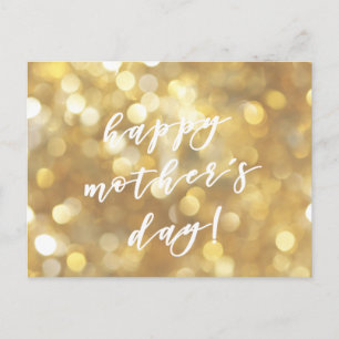 Cartão Postal Feliz Dia das Mães! Brilhantes Faíscas Douradas