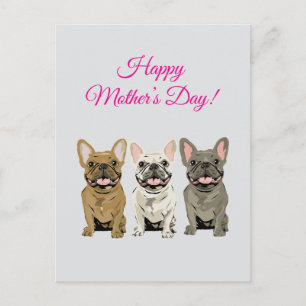 Cartão Postal Feliz Dia das Mães! Bulldogs Franceses