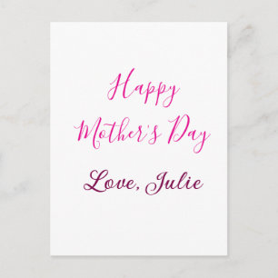 Cartão Postal Feliz Dia das Mães caligrafia rosa mãe avó
