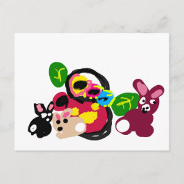Cartão Postal Feliz dia das mães coelhinhas e coelho 