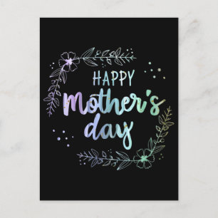 Cartão Postal Feliz Dia das Mães Cores Arco-íris Florais