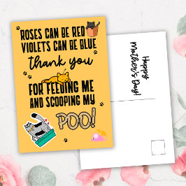 Cartão Postal Feliz Dia das Mães Divertido Amarelo Fofo Da Gata