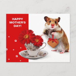 Cartão Postal Feliz Dia das Mães. Hamster Engraçado
