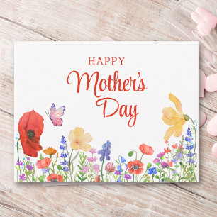 Cartão Postal Feliz Dia das Mães Jardim Colorido de Flores Silve