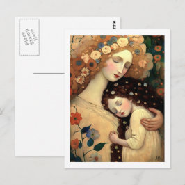 Cartão Postal Feliz Dia das Mães Mãe e Filha Pintura 