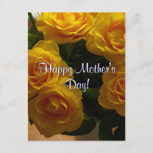 Cartão Postal Feliz Dia das Mães Rosas Amarelas