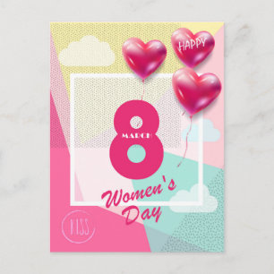 Cartão Postal Feliz dia das mulheres! 8 de março Feriado Interna