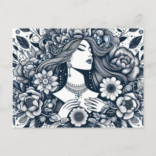 Cartão Postal Feliz Dia das Mulheres Honrando Mulheres em Todo L