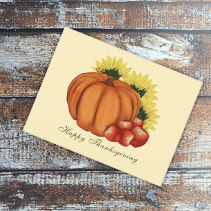 Cartão Postal Feliz Dia de Ação de Graças Colheita Pumpkin