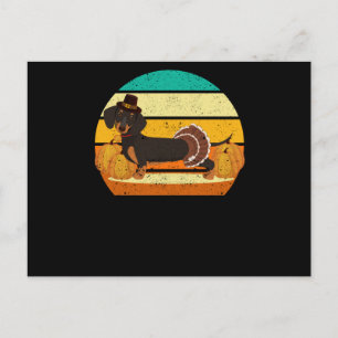 Cartão Postal Feliz Dia de Ação de Graças dachshund peru dia out