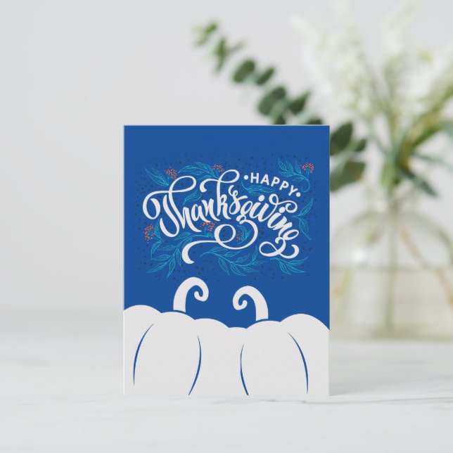 Cartão Postal Feliz Dia de Ação de Graças de Texto Elegante com  (Em pé/Frente)