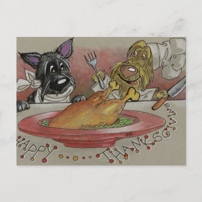 Cartão Postal Feliz Dia de Ação de Graças, Feliz Dia da Turquia (Frente)