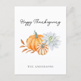 Cartão Postal Feliz Dia de Ação de Graças Pumpkin Fall Elegante