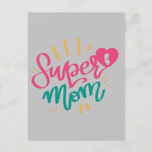 Cartão Postal Feliz dia de as mães Com Amor Minha Super Mãe