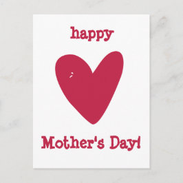 Cartão Postal Feliz Dia de as mães! Coração Rosa de Framboesa