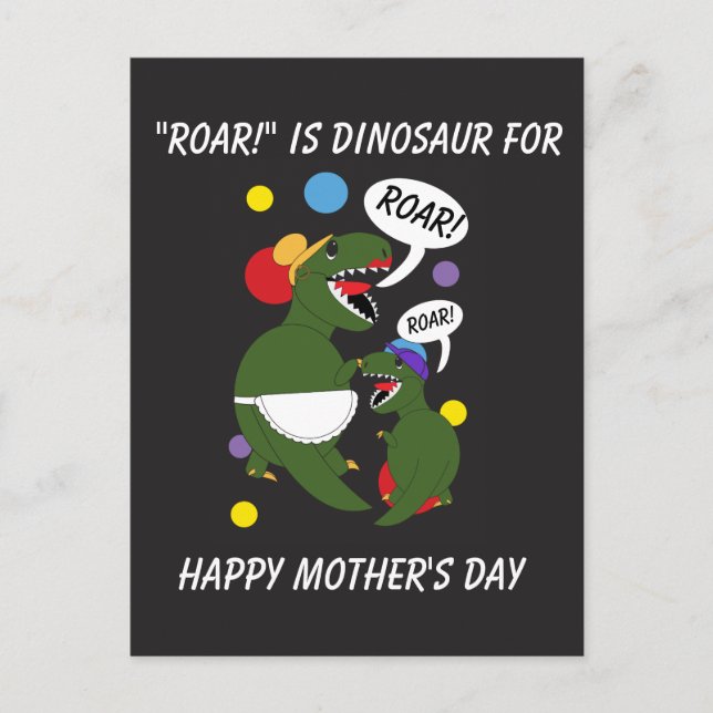 Cartão Postal Feliz dia de as mães Dinossauro Filho Mãe Personal (Frente)