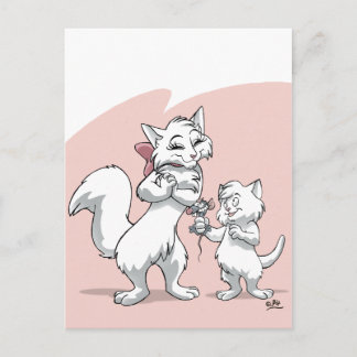 Cartão Postal Feliz Dia de as mães! gato e gatinho mãe