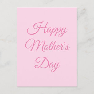 Cartão Postal Feliz Dia de as mães, rosa claro elegante clássi