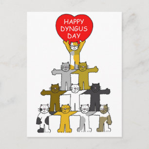 Cartão Postal Feliz Dia de Dyngus Gatos de Desenho Animado de Ab