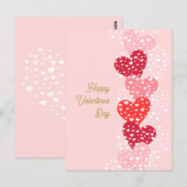 Cartão Postal Feliz dia de os namorados Coração Vermelho Cor-de-