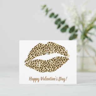 Cartão Postal Feliz dia de os namorados! Leopard Kiss