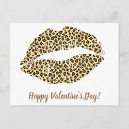 Cartão Postal Feliz dia de os namorados! Leopard Kiss
