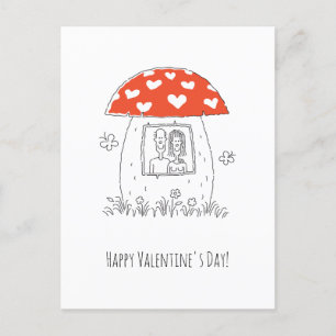 Cartão Postal Feliz dia de os namorados Red Heart Mushroom