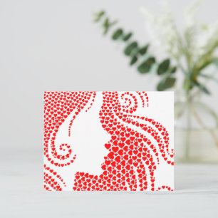 Cartão Postal Feliz dia de os namorados Red Hearts