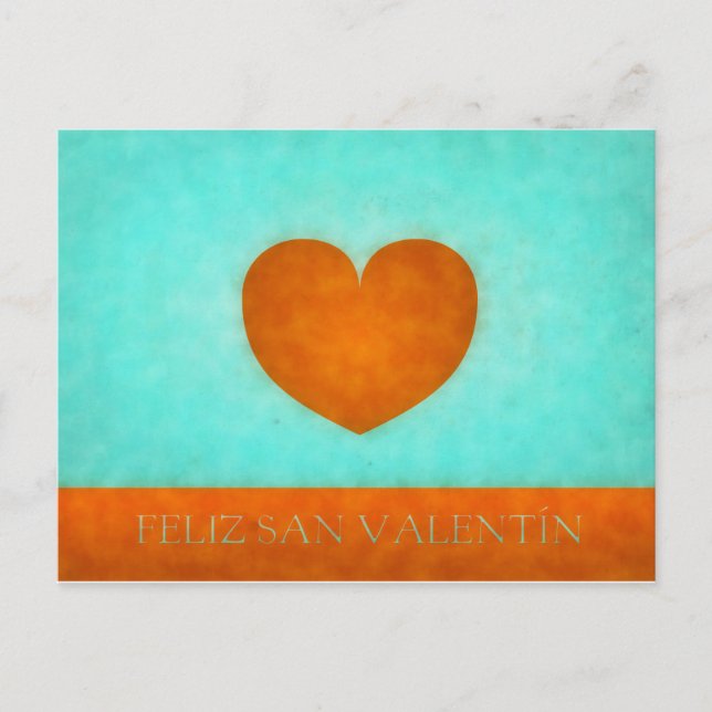 Cartão Postal Feliz día de San Valentín. Corazón Naranja. (Frente)