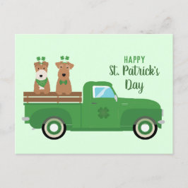 Cartão Postal Feliz Dia de São Patrício Fox Terrier Dog