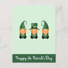 Cartão Postal Feliz Dia de São Patrício Gnomos Verde Laranja