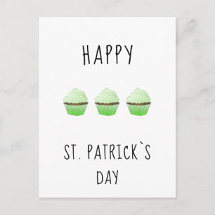 Cartão Postal Feliz dia de São Patrício Irland Muffins Verdes