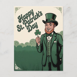 Cartão Postal Feliz Dia de São Patrício Leprechaun Vintage