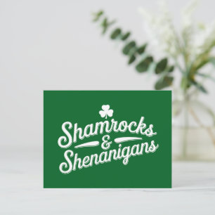 Cartão Postal Feliz Dia de São Patrício Lucky Shamrock&Shenaniga
