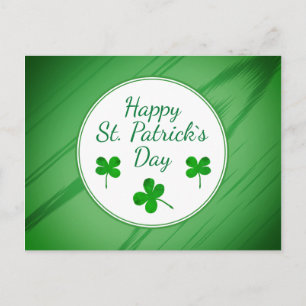 Cartão Postal Feliz Dia de São Patrício Trevo Verde Irlandês