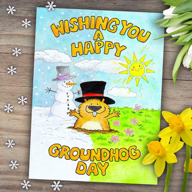 Cartão Postal Feliz Dia do Groundhog  (Criador carregado)