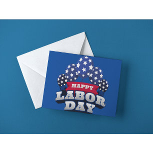 Cartão Postal Feliz Dia do Trabalhador Patriótico EUA Estrelas